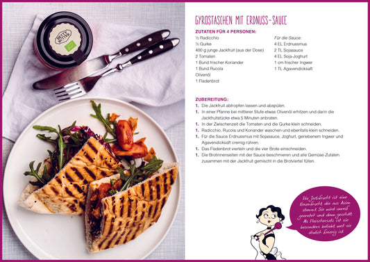 Vegane Gyrostaschen mit Erdnuss-Sauce