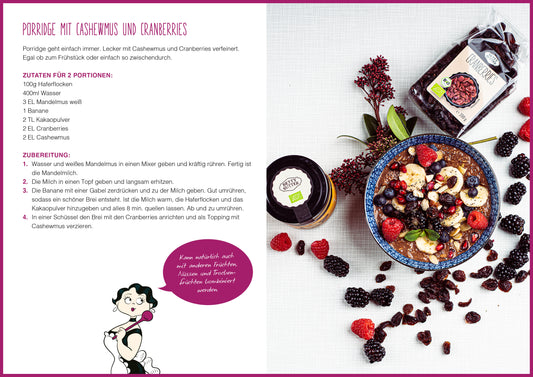 Porridge mit Cashewmus und Cranberries